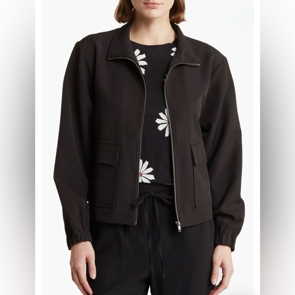 NWT Sanctuary Women's Metro Twill Jacket Black Small Stretch Eco Anthropology - Picture 1 of 13